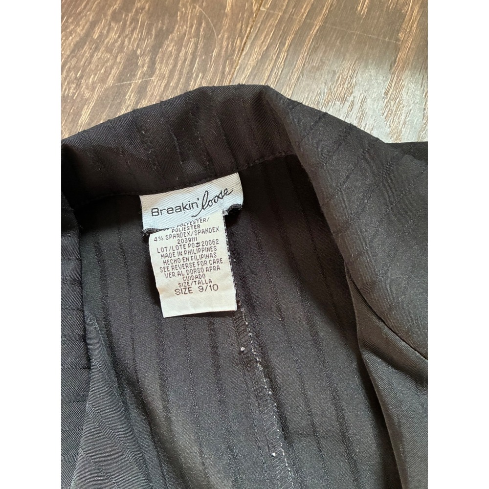 Breakin Loose Womens Black Pinstripe Two Button Blazer Jacket Size 9/10 - Picture 2 of 5